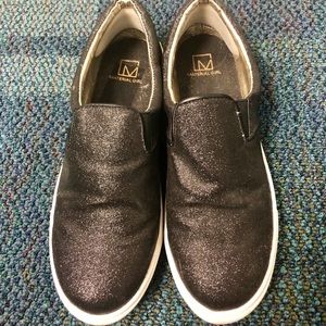 Cute black glitter slip on sneakers